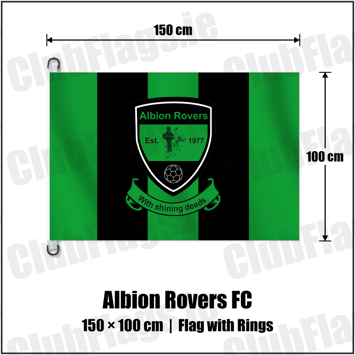 Albion Rovers FC 150cm x 100cm Flag Pole Flag with Rings with the club crest and colours, Louth Football - ClubFlags.ie
