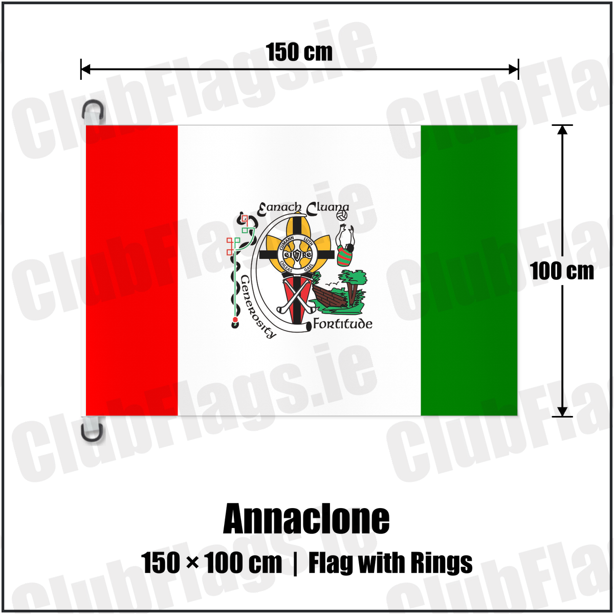 Annaclone 150cm x 100cm Flag Pole Flag with Rings with the club crest and colours, Down GAA - ClubFlags.ie