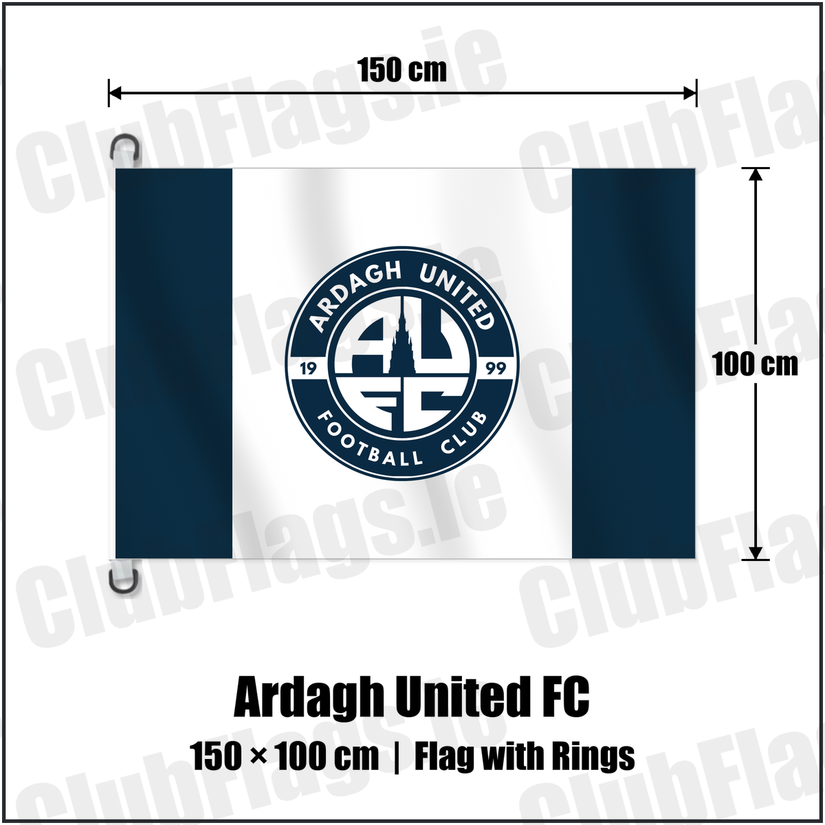 Ardagh United FC 150cm x 100cm Flag Pole Flag with Rings with the club crest and colours, Longford Football - ClubFlags.ie