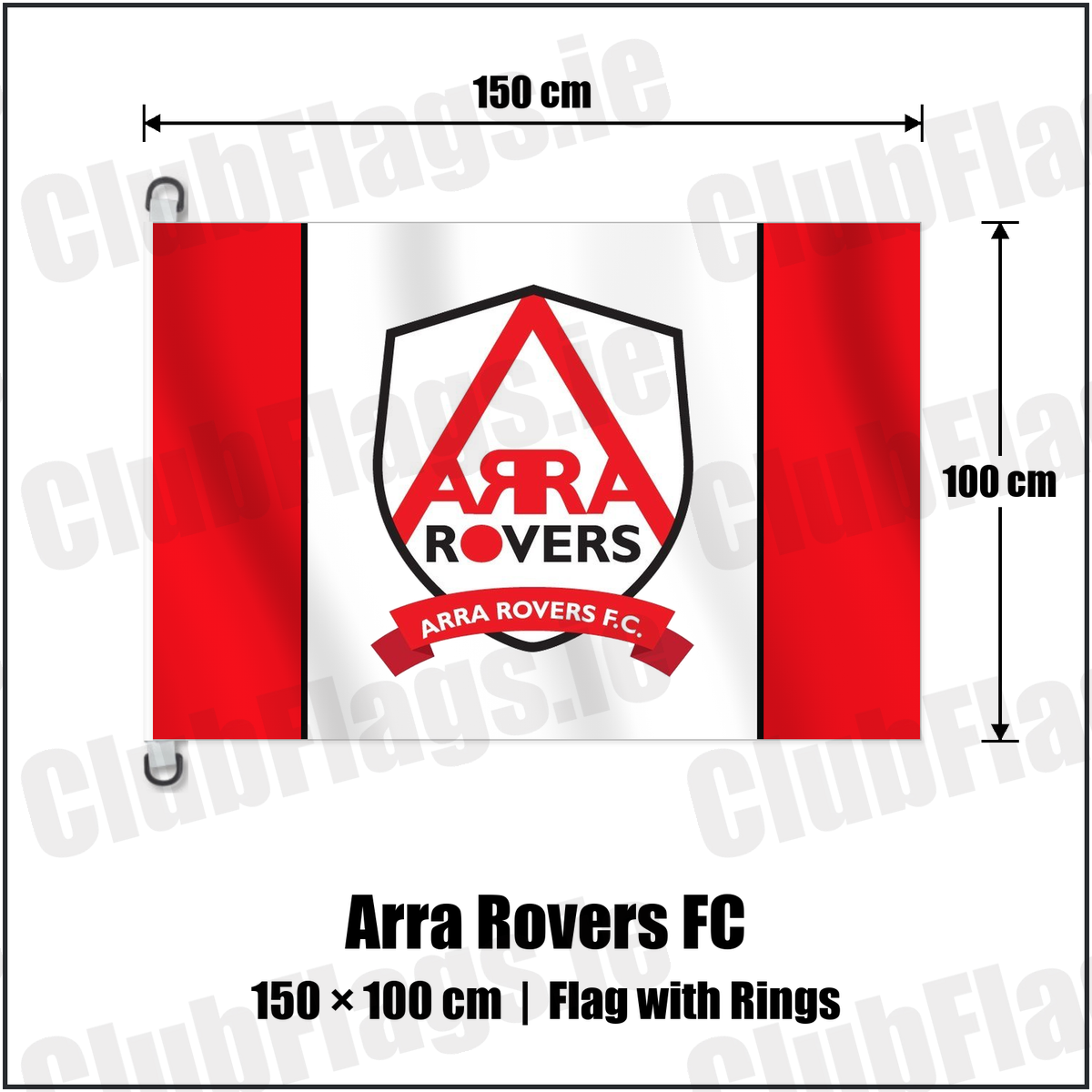 Arra Rovers FC 150cm x 100cm Flag Pole Flag with Rings with the verified club crest and colours, Tipperary Football - ClubFlags.ie