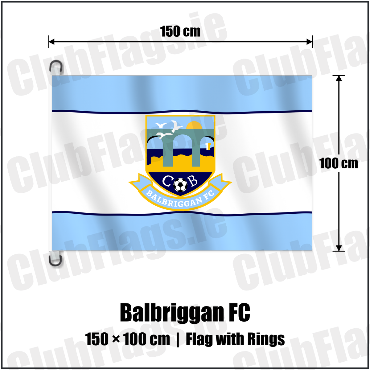Balbriggan FC 150cm x 100cm Flag Pole Flag with Rings with the club crest and colours, Dublin Football - ClubFlags.ie