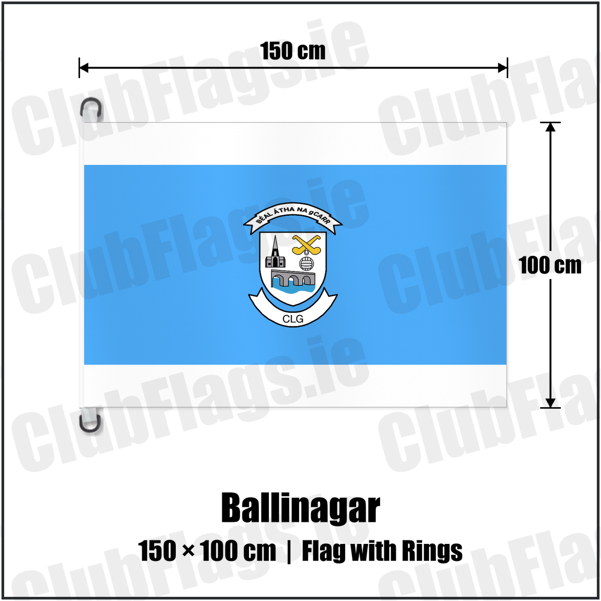 Ballinagar 150cm x 100cm Flag Pole Flag with Rings with the club crest and colours, Offaly GAA - ClubFlags.ie