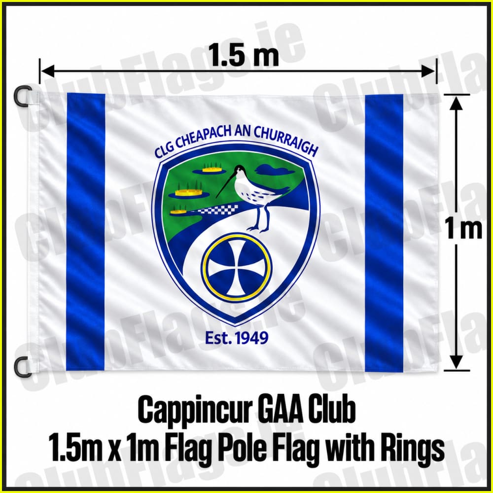 Cappincur GAA Club 1.5m x 1m Flag Pole Flag with Rings