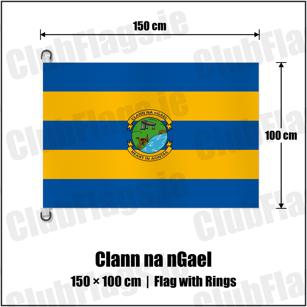 Clann na nGael 150cm x 100cm Flag Pole Flag with Rings with the club crest and colours, Roscommon GAA - ClubFlags.ie