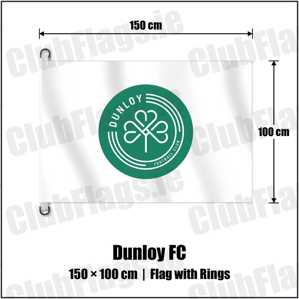 Dunloy FC 150cm x 100cm Flag Pole Flag with Rings with the club crest and colours, Antrim Football - ClubFlags.ie