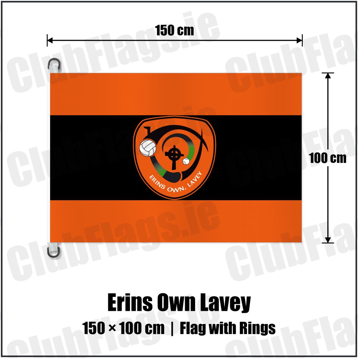 Erins Own Lavey 150cm x 100cm Flag Pole Flag with Rings with the club crest and colours, Derry GAA - ClubFlags.ie