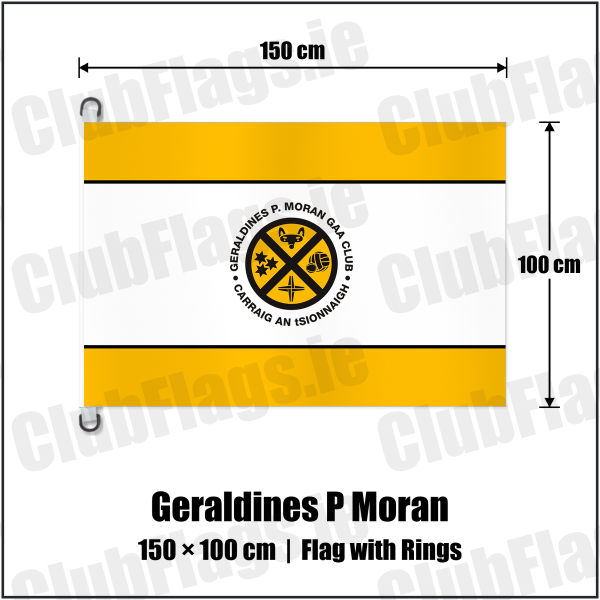 Geraldines P Moran 150cm x 100cm Flag Pole Flag with Rings with the club crest and colours, Dublin GAA - ClubFlags.ie