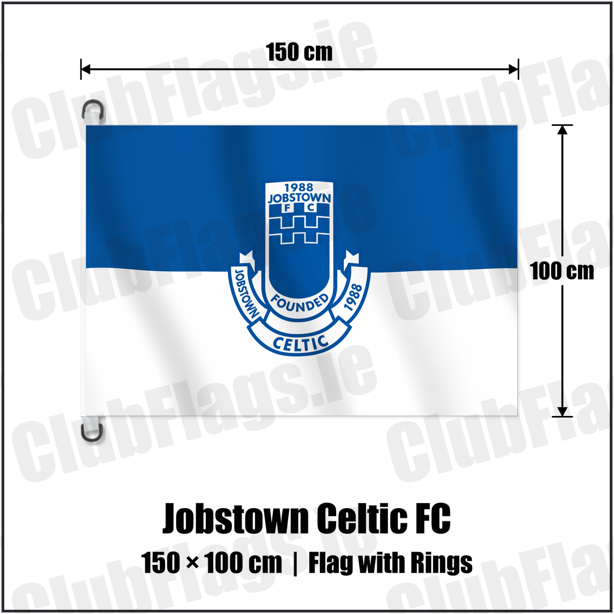 Jobstown Celtic FC 150cm x 100cm Flag Pole Flag with Rings with the verified club crest and colours, Dublin Football - ClubFlags.ie