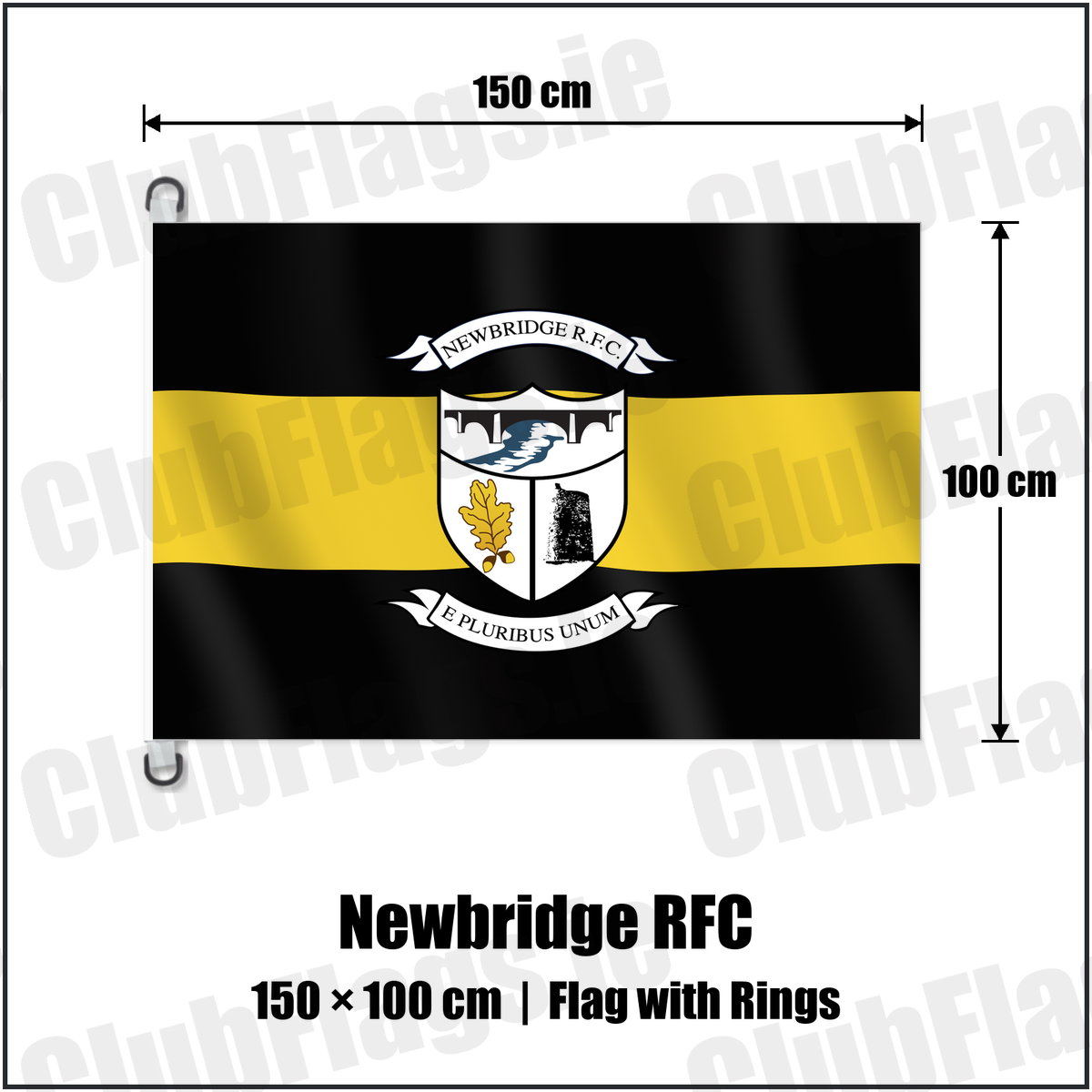 Newbridge RFC 150cm x 100cm Flag Pole Flag with Rings with the club crest and colours, Kildare Rugby - ClubFlags.ie