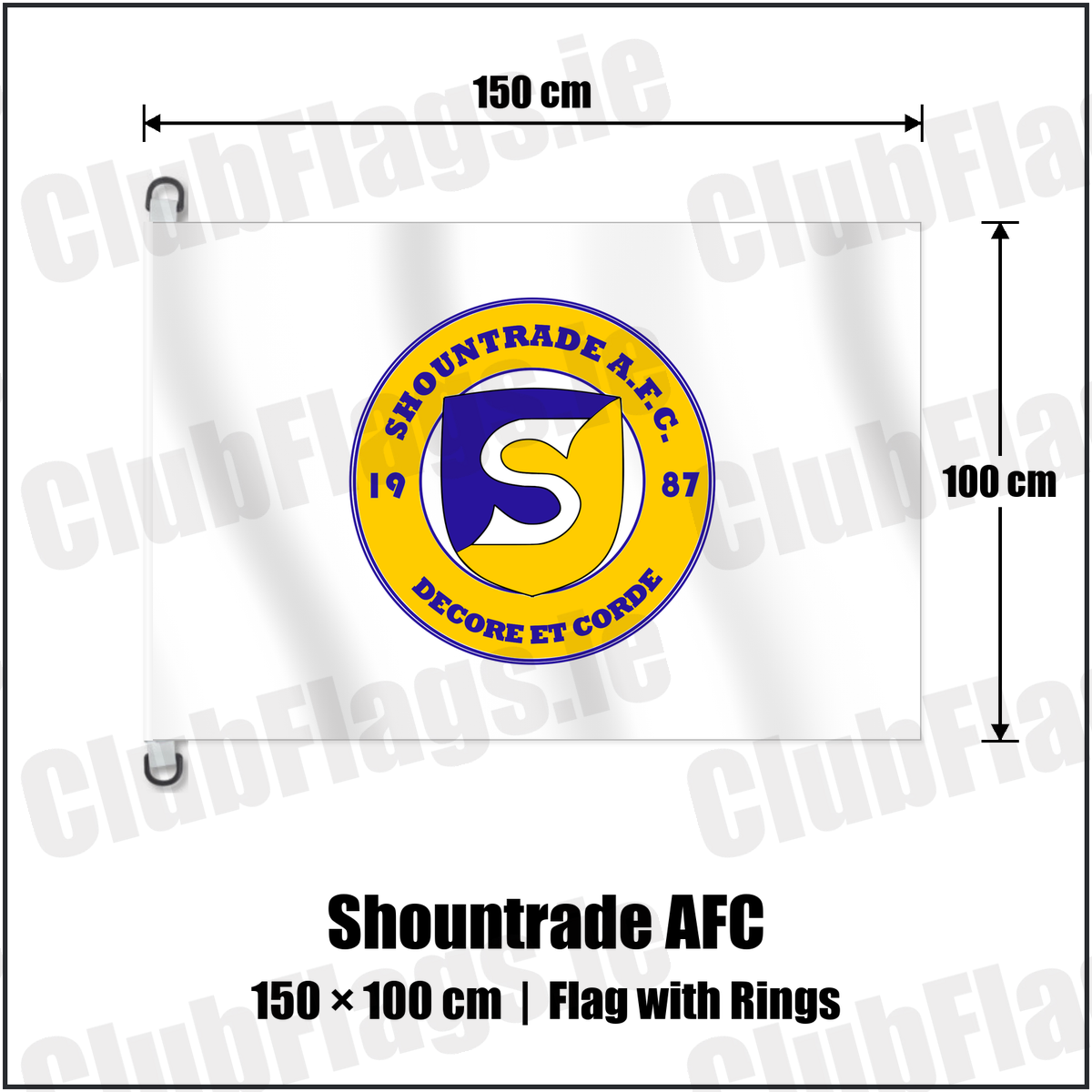 Shountrade AFC 150cm x 100cm Flag Pole Flag with Rings with the club crest and colours, Limerick Football - ClubFlags.ie