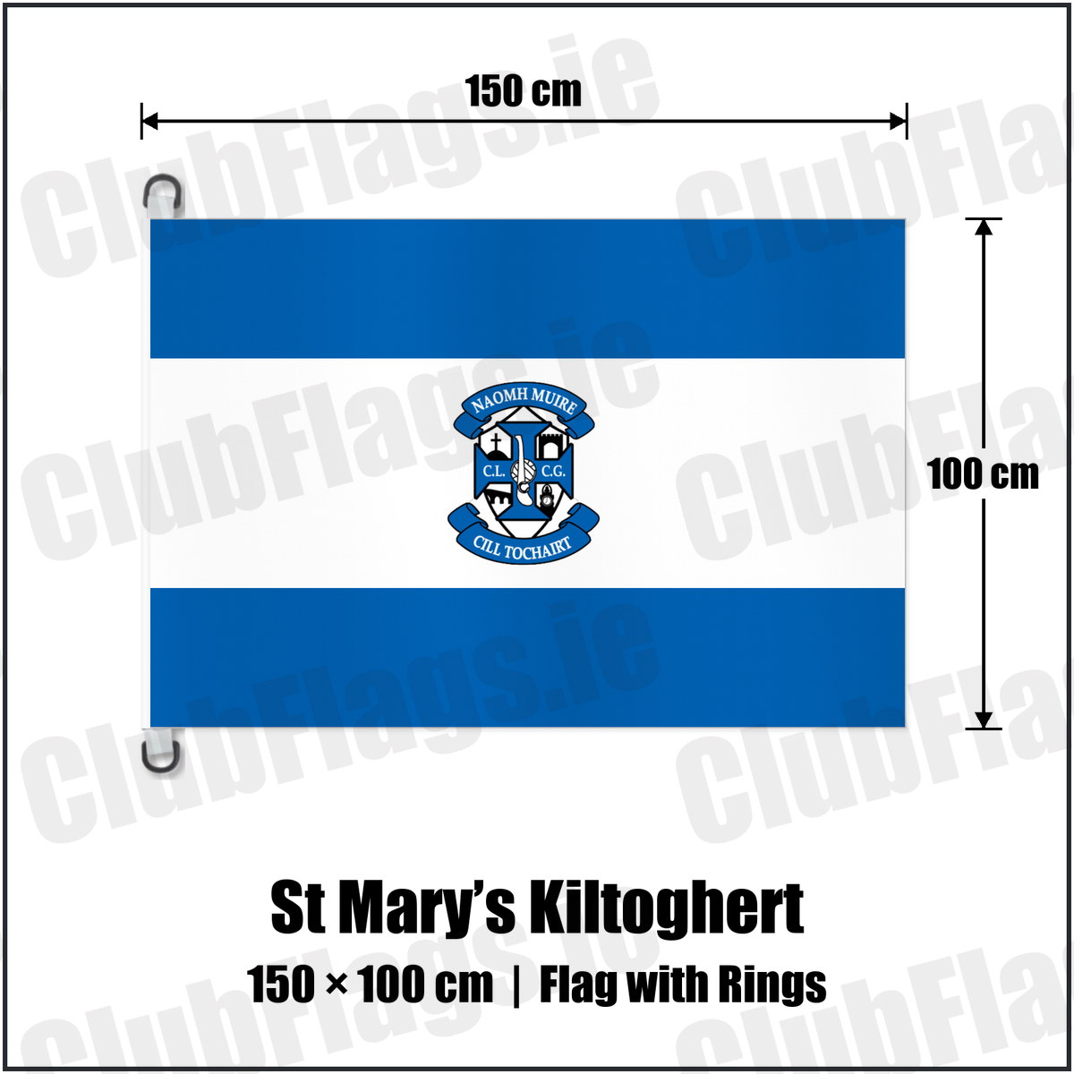 St Mary’s Kiltoghert 150cm x 100cm Flag Pole Flag with Rings with the club crest and colours, Leitrim GAA - ClubFlags.ie