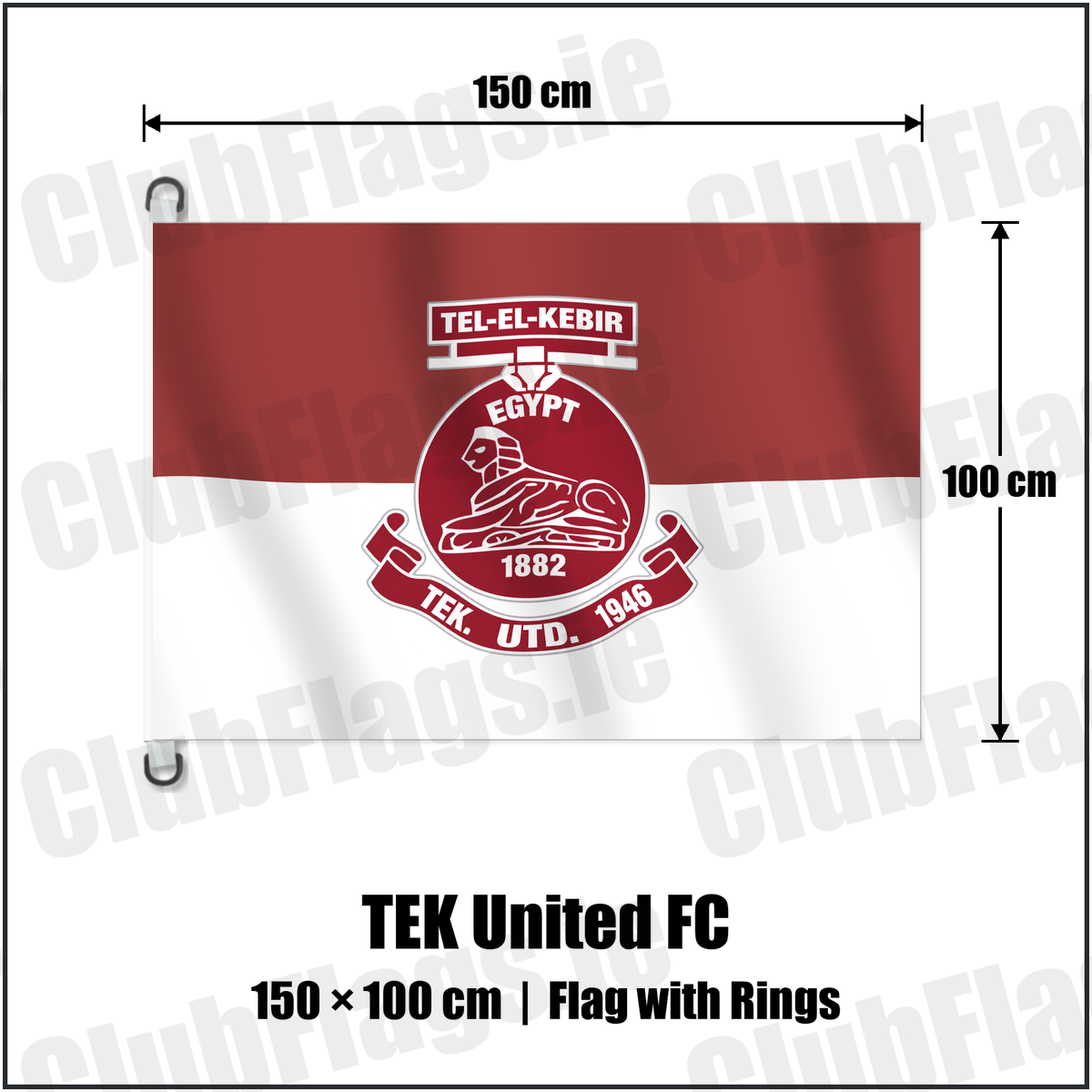 TEK United FC 150cm x 100cm Flag Pole Flag with Rings with the verified club crest and colours, Dublin Football - ClubFlags.ie