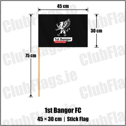1st Bangor FC 30cm x 45cm Stick Flag with the club crest and colours, Down Football - ClubFlags.ie