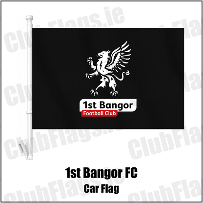 1st Bangor FC Car Flag with the club crest and colours, Down Football - ClubFlags.ie