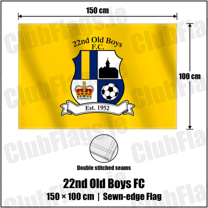 22nd Old Boys FC 100cm x 150cm Flag (sewn on the edges) with the club crest and colours, Antrim Football - ClubFlags.ie