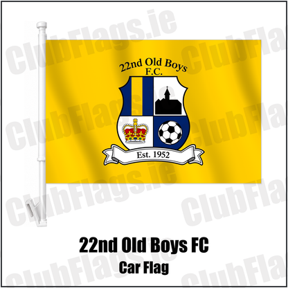 22nd Old Boys FC Car Flag with the club crest and colours, Antrim Football - ClubFlags.ie