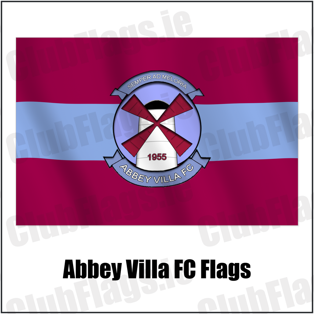 Abbey Villa FC Flags with the verified club crest and colours, Down Football - ClubFlags.ie