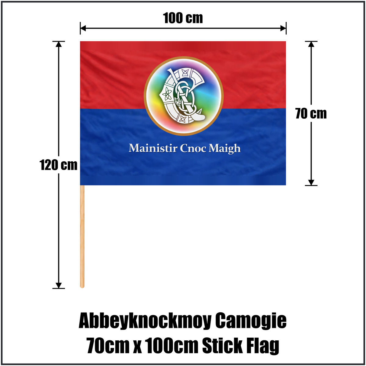 Abbeyknockmoy Camogie 70cm x 100cm Stick Flag - ClubFlags.ie