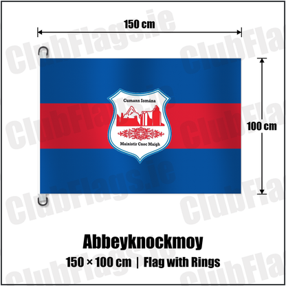 Abbeyknockmoy 150cm x 100cm Flag Pole Flag with Rings with the club crest and colours, Galway GAA - ClubFlags.ie