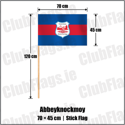 Abbeyknockmoy 45cm x 70cm Stick Flag with the club crest and colours, Galway GAA - ClubFlags.ie