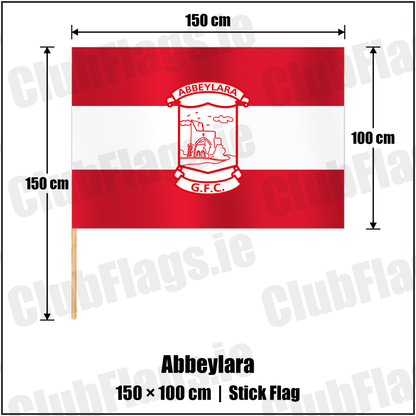 Abbeylara 100cm x 150cm Stick Flag with the club crest and colours, Longford GAA - ClubFlags.ie