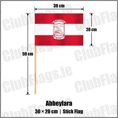 Abbeylara 20cm x 30cm Stick Flag with the club crest and colours, Longford GAA - ClubFlags.ie