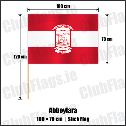Abbeylara 70cm x 100cm Stick Flag with the club crest and colours, Longford GAA - ClubFlags.ie