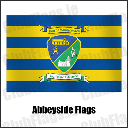 Abbeyside Flags with the club crest and colours, Waterford GAA - ClubFlags.ie