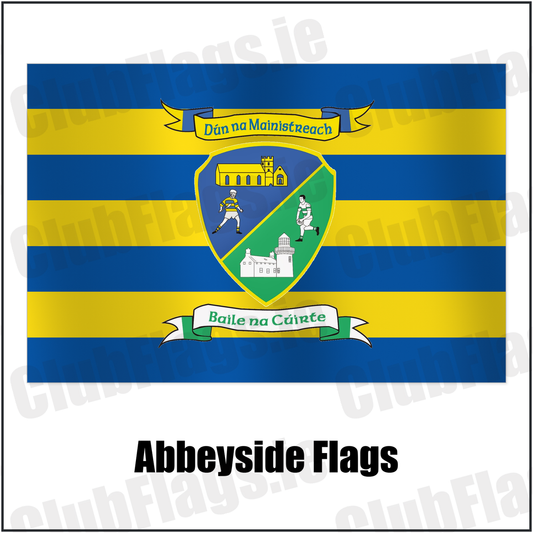 Abbeyside Flags with the club crest and colours, Waterford GAA - ClubFlags.ie