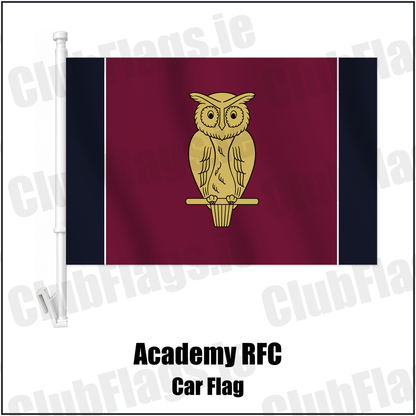 Academy RFC Car Flag with the club crest and colours, Antrim Rugby - ClubFlags.ie
