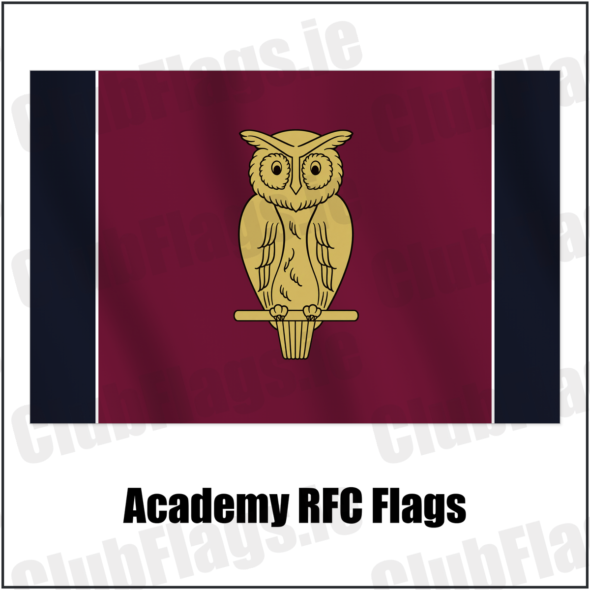 Academy RFC Flags with the club crest and colours, Antrim Rugby - ClubFlags.ie