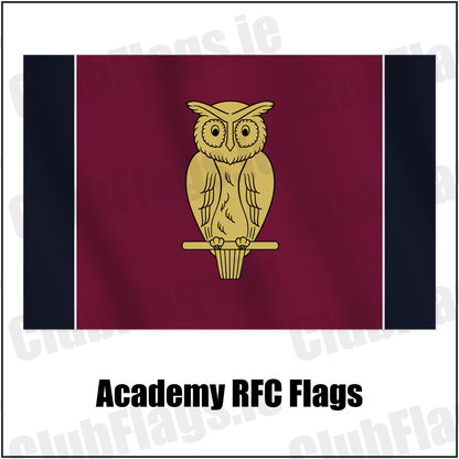 Academy RFC Flags with the club crest and colours, Antrim Rugby - ClubFlags.ie