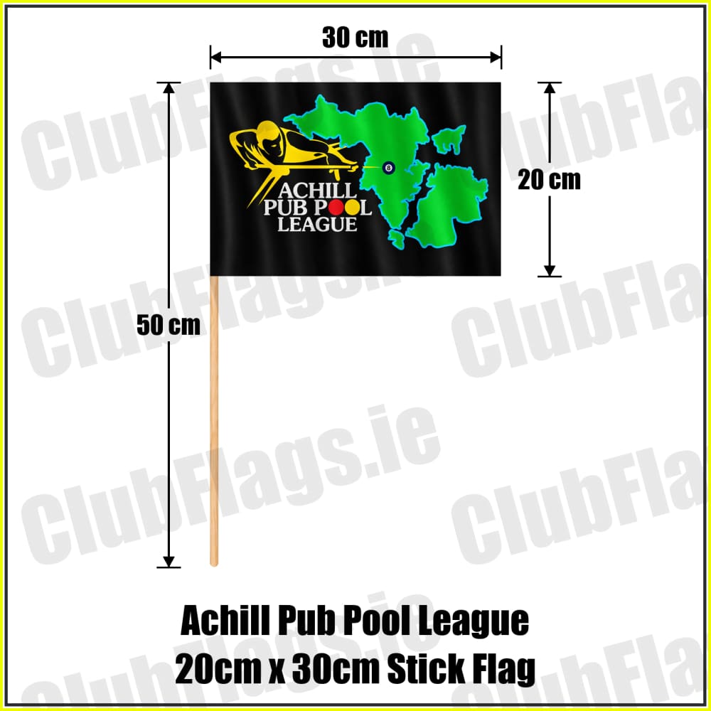Achill Pub Pool League 20cm x 30cm Stick Flag - ClubFlags.ie