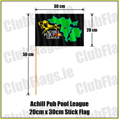 Achill Pub Pool League 20cm x 30cm Stick Flag - ClubFlags.ie