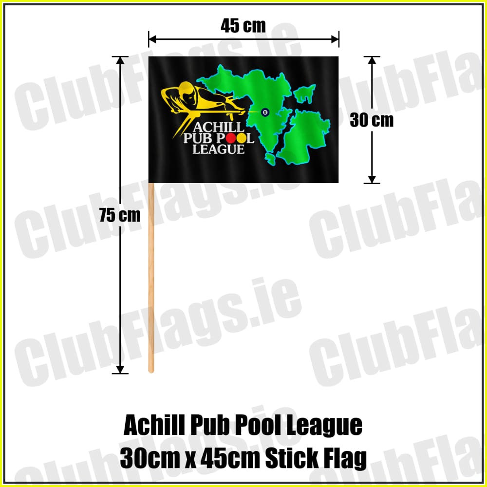 Achill Pub Pool League 30cm x 45cm Stick Flag - ClubFlags.ie