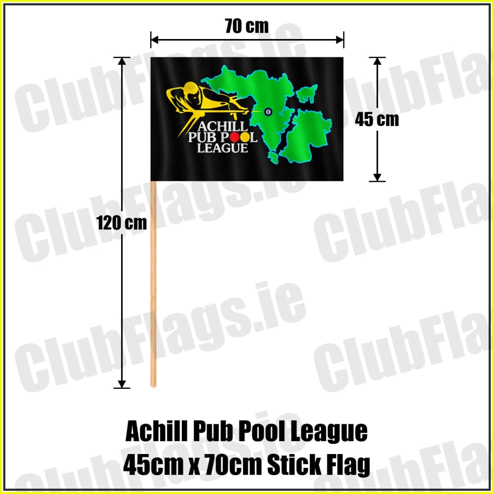 Achill Pub Pool League 45cm x 70cm Stick Flag - ClubFlags.ie
