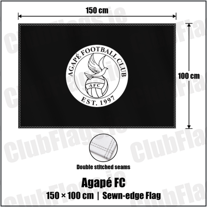 Agapé FC 100cm x 150cm Flag (sewn on the edges) with the club crest and colours, Down Football - ClubFlags.ie