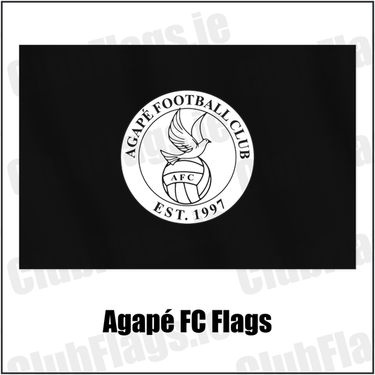 Agapé FC Flags with the club crest and colours, Down Football - ClubFlags.ie