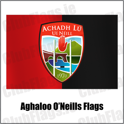 Aghaloo O’Neills Flags with the club crest and colours, Tyrone GAA - ClubFlags.ie