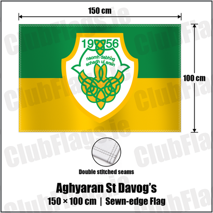 Aghyaran St Davog’s 100cm x 150cm Flag (sewn on the edges) with the club crest and colours, Tyrone GAA - ClubFlags.ie
