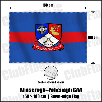 Ahascragh–Fohenagh GAA 100cm x 150cm Flag (sewn on the edges) with the verified club crest and colours, Galway GAA - ClubFlags.ie