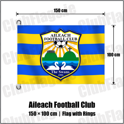 Aileach Football Club 150cm x 100cm Flag Pole Flag with Rings with the club crest and colours, Donegal Football - ClubFlags.ie