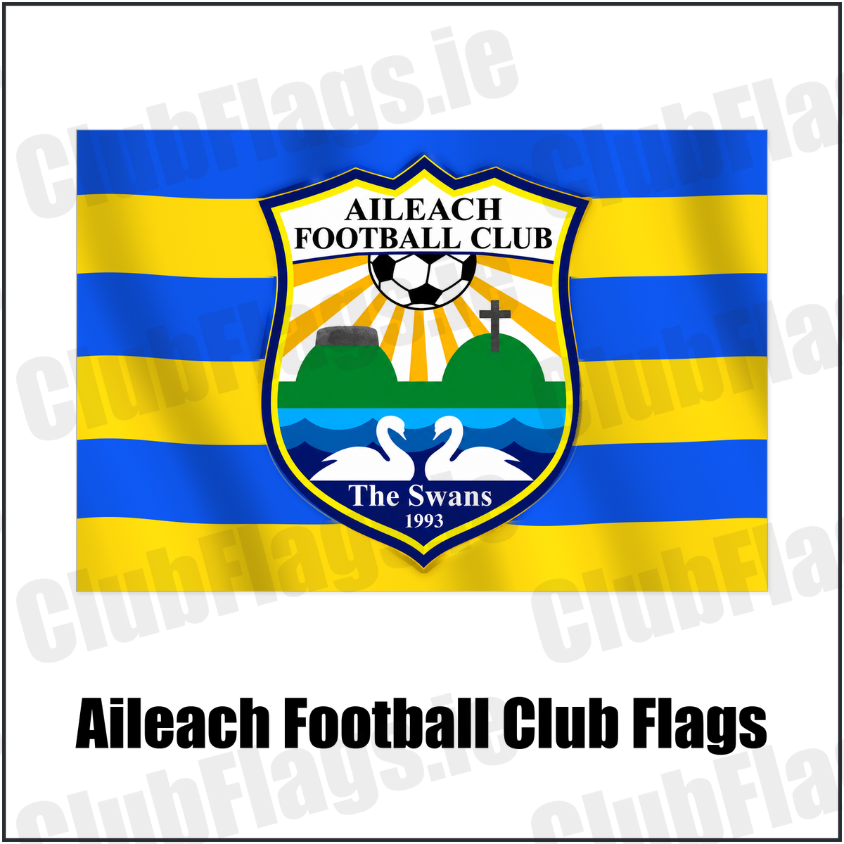 Aileach Football Club Flags with the club crest and colours, Donegal Football - ClubFlags.ie