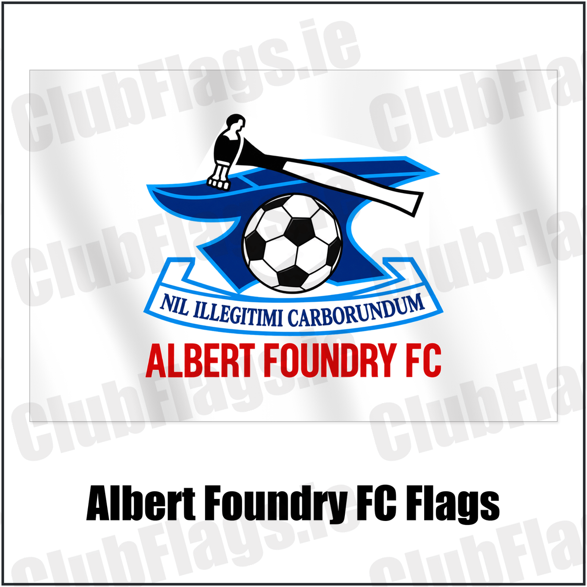 Albert Foundry FC Flags with the club crest and colours, Antrim Football - ClubFlags.ie