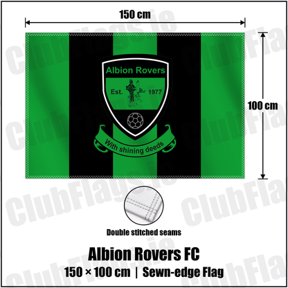 Albion Rovers FC 100cm x 150cm Flag (sewn on the edges) with the club crest and colours, Louth Football - ClubFlags.ie