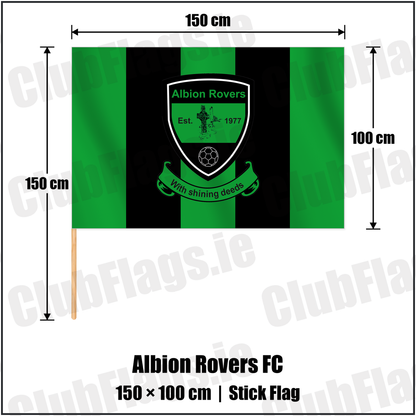 Albion Rovers FC 100cm x 150cm Stick Flag with the club crest and colours, Louth Football - ClubFlags.ie