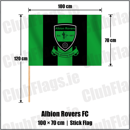 Albion Rovers FC 70cm x 100cm Stick Flag with the club crest and colours, Louth Football - ClubFlags.ie