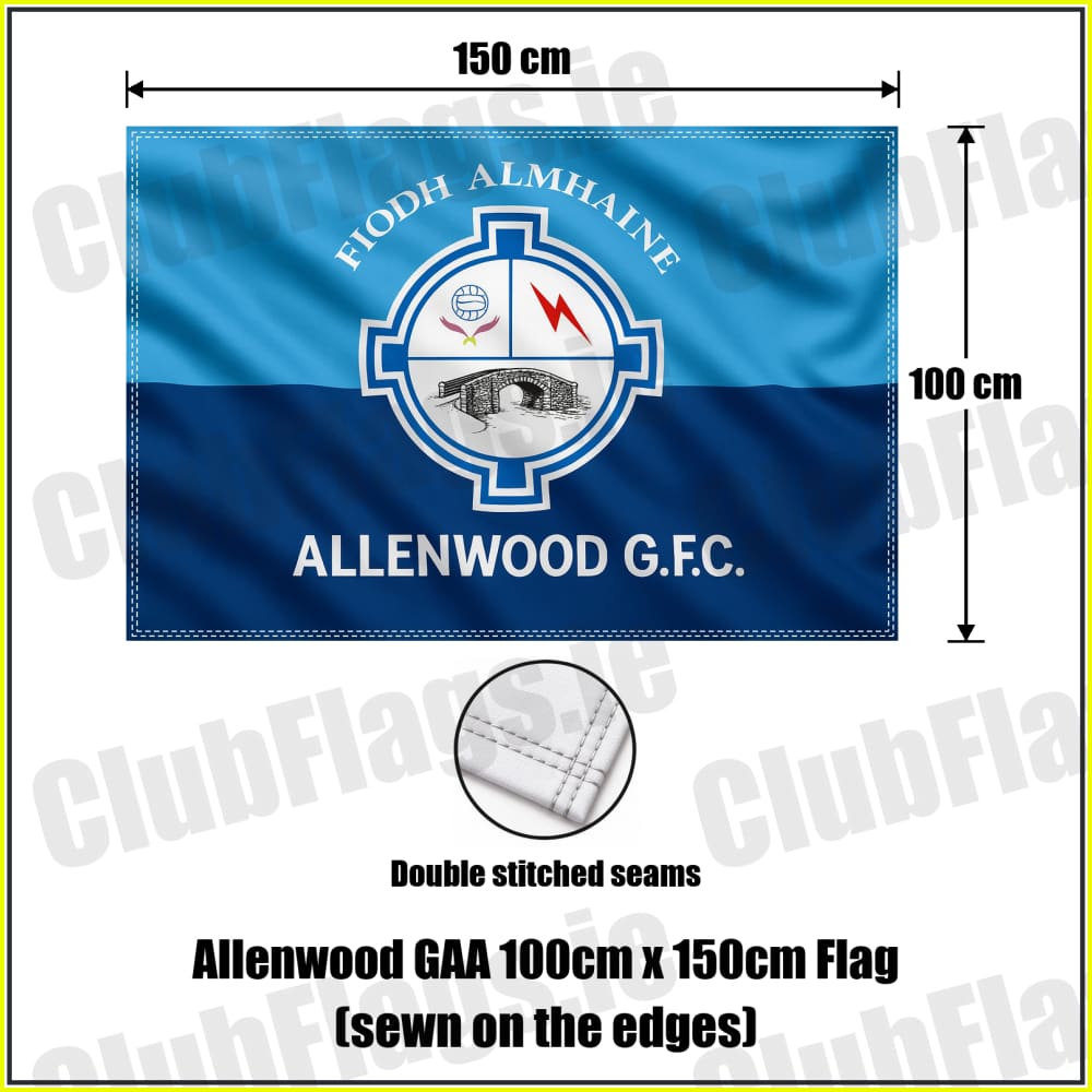 Allenwood GAA 100cm x 150cm Flag (sewn on the edges) - ClubFlags.ie