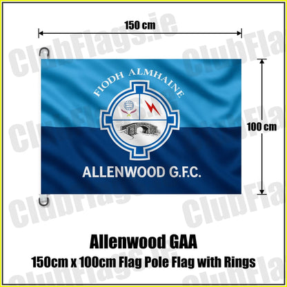 Allenwood GAA 150cm x 100cm Flag Pole Flag with Rings - ClubFlags.ie