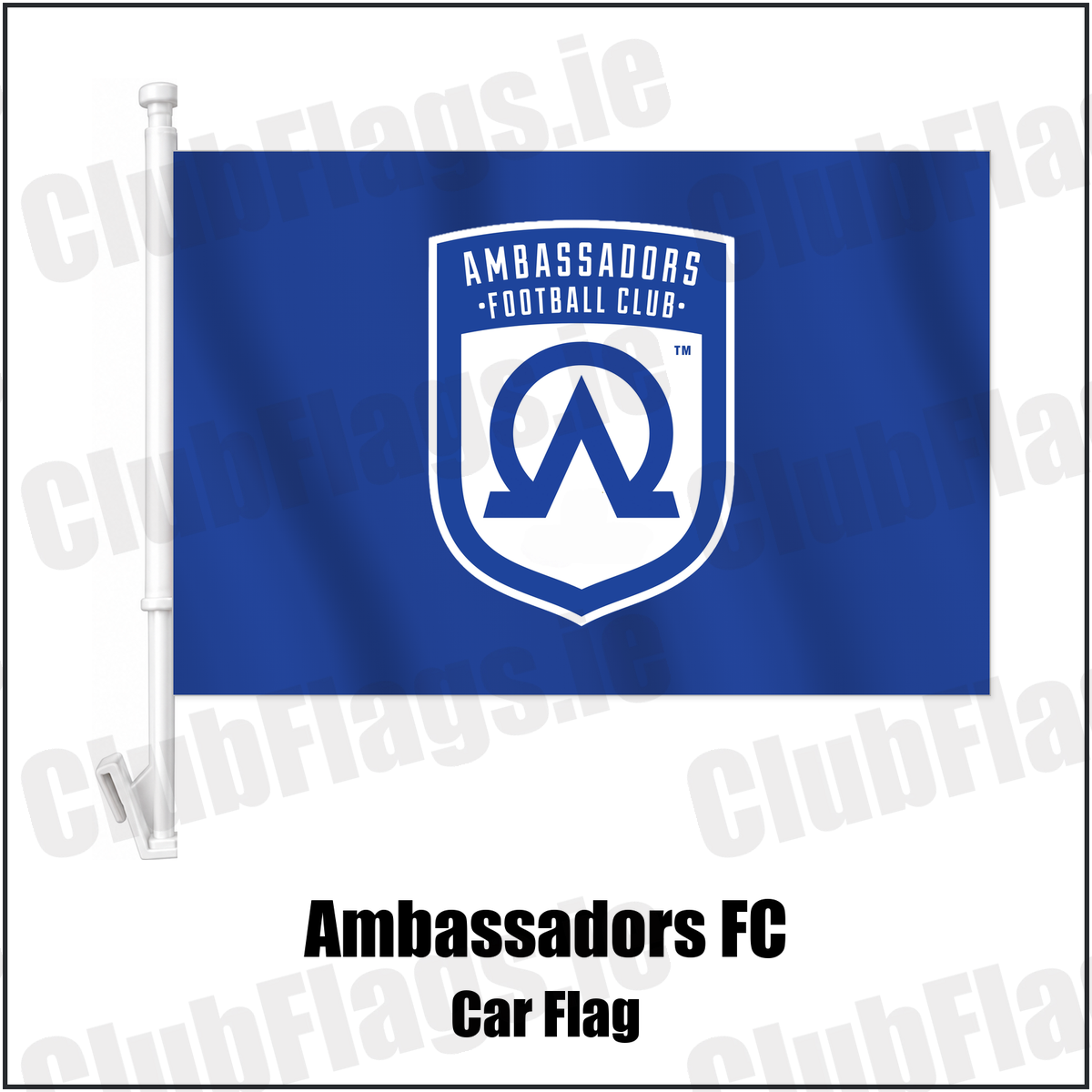 Ambassadors FC Car Flag with the club crest and colours, Armagh Football - ClubFlags.ie